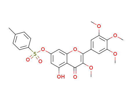 Molecular Structure of 54614-59-4 (5-hydroxy-3-methoxy-7-(toluene-4-sulfonyloxy)-2-(3,4,5-trimethoxy-phenyl)-chromen-4-one)