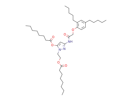 Molecular Structure of 121292-08-8 (2-(2,4-dipentyl-phenoxy)-<i>N</i>-[5-octanoyloxy-1-(2-octanoyloxy-ethyl)-1<i>H</i>-pyrazol-3-yl]-acetamide)