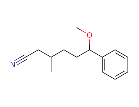 Molecular Structure of 73326-81-5 (6-Methoxy-3-methyl-6-phenyl-hexanenitrile)