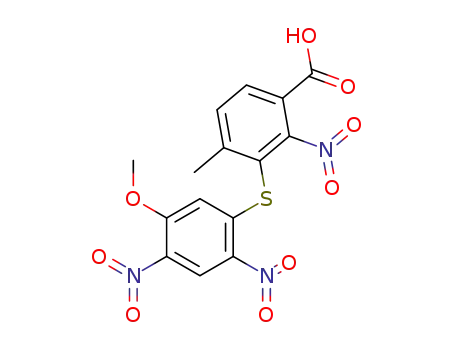 Molecular Structure of 62486-57-1 (Benzoic acid, 3-[(5-methoxy-2,4-dinitrophenyl)thio]-4-methyl-2-nitro-)