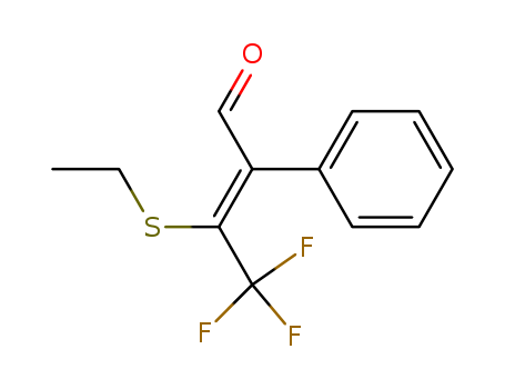 Molecular Structure of 136000-11-8 (Benzeneacetaldehyde, a-[1-(ethylthio)-2,2,2-trifluoroethylidene]-, (Z)-)