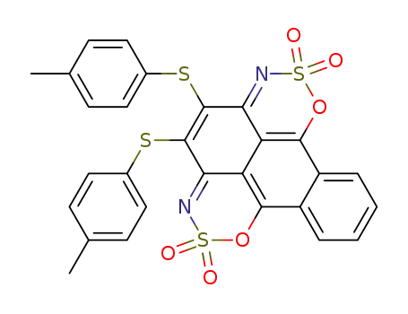 Molecular Structure of 124121-79-5 (4,5-bis-<i>p</i>-tolylmercapto-anthra[1,9-<i>de</i>;4,10-<i>d'e'</i>]bis[1,2,3]oxathiazine-2,2,7,7-tetraoxide)