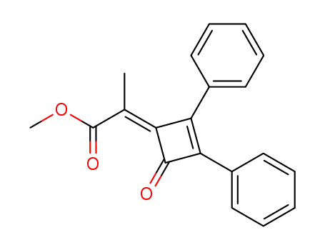 Molecular Structure of 59625-87-5 (2-[4-Oxo-2,3-diphenyl-cyclobut-2-en-(Z)-ylidene]-propionic acid methyl ester)