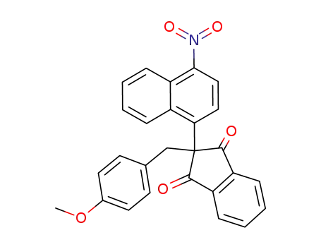 Molecular Structure of 62345-56-6 (1H-Indene-1,3(2H)-dione,
2-[(4-methoxyphenyl)methyl]-2-(4-nitro-1-naphthalenyl)-)