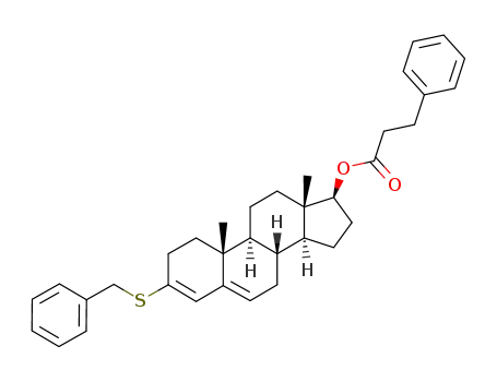 Molecular Structure of 120614-49-5 (3-benzylsulfanyl-17β-(3-phenyl-propionyloxy)-androsta-3,5-diene)