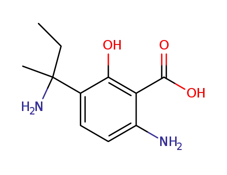 Molecular Structure of 92577-53-2 (6-amino-3-(1-amino-1-methyl-propyl)-2-hydroxy-benzoic acid)