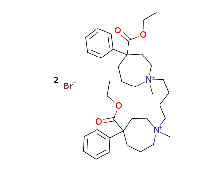 Molecular Structure of 121376-38-3 (4,4'-bis-ethoxycarbonyl-1,1'-dimethyl-4,4'-diphenyl-dodecahydro-1,1'-butanediyl-bis-azepinium; dibromide)