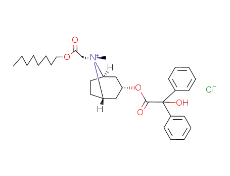 3<i>endo</i>-benziloyloxy-8<i>syn</i>-methyl-8<i>anti</i>-octyloxycarbonylmethyl-nortropanium; chloride
