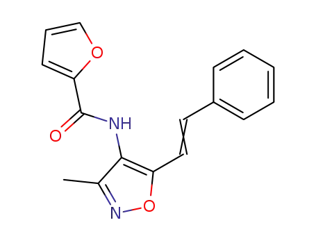 Molecular Structure of 62878-85-7 (2-Furancarboxamide, N-[3-methyl-5-(2-phenylethenyl)-4-isoxazolyl]-)