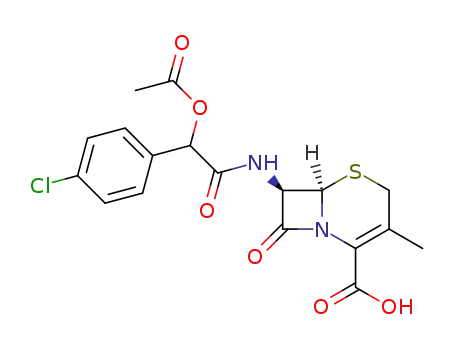 (6<i>R</i>)-7<i>t</i>-[(Ξ)-2-acetoxy-2-(4-chloro-phenyl)-acetylamino]-3-methyl-8-oxo-(6<i>r</i><i>H</i>)-5-thia-1-aza-bicyclo[4.2.0]oct-2-ene-2-carboxylic acid