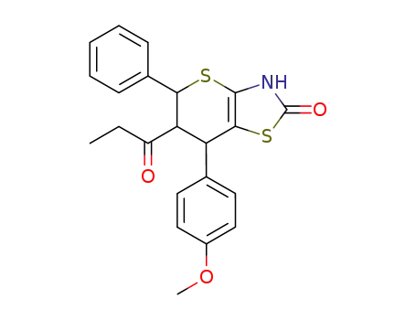 7-(4-methoxy-phenyl)-5-phenyl-6-propionyl-3,5,6,7-tetrahydro-thiopyrano[2,3-<i>d</i>]thiazol-2-one