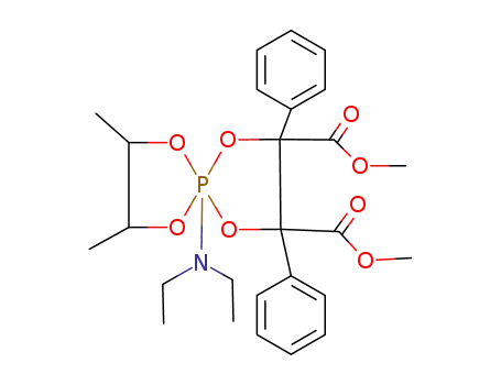 Molecular Structure of 68641-13-4 (5-diethylamino-7,8-dimethyl-2,3-diphenyl-1,4,6,9-tetraoxa-5λ<sup>5</sup>-phospha-spiro[4.4]nonane-2,3-dicarboxylic acid dimethyl ester)