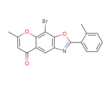 Molecular Structure of 72193-08-9 (4-bromo-6-methyl-2-<i>o</i>-tolyl-chromeno[6,7-<i>d</i>]oxazol-8-one)