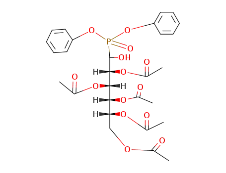 Molecular Structure of 31022-55-6 (Acetic acid (1R,2S,3R,4R)-2,3,4,5-tetraacetoxy-1-[(diphenoxy-phosphoryl)-hydroxy-methyl]-pentyl ester)
