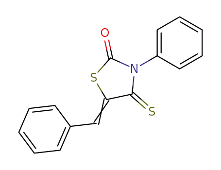 Molecular Structure of 27315-51-1 (2-Thiazolidinone, 3-phenyl-5-(phenylmethylene)-4-thioxo-)