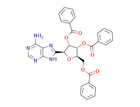 Molecular Structure of 38716-37-9 ((1<i>S</i>)-1-(6-amino-7<sup>(9)</sup><i>H</i>-purin-8-yl)-tri-<i>O</i>-benzoyl-<i>D</i>-1,4-anhydro-ribitol)