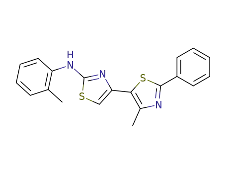 Molecular Structure of 61108-39-2 ((4'-methyl-2'-phenyl-[4,5']bithiazolyl-2-yl)-<i>o</i>-tolyl-amine)