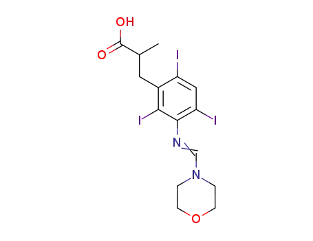 Molecular Structure of 100955-44-0 (2-methyl-3-(2,4,6-triiodo-3-morpholin-4-ylmethyleneamino-phenyl)-propionic acid)
