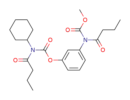 Molecular Structure of 37792-36-2 (Carbamic acid, cyclohexyl(1-oxobutyl)-,
3-[(methoxycarbonyl)(1-oxobutyl)amino]phenyl ester)
