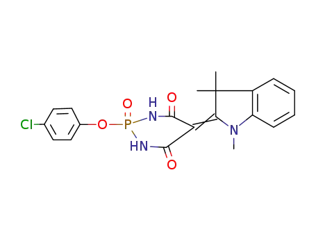Molecular Structure of 23863-32-3 (2-(4-chloro-phenoxy)-2-oxo-5-(1,3,3-trimethyl-1,3-dihydro-indol-2-ylidene)-2λ<sup>5</sup>-[1,3,2]diazaphosphinane-4,6-dione)