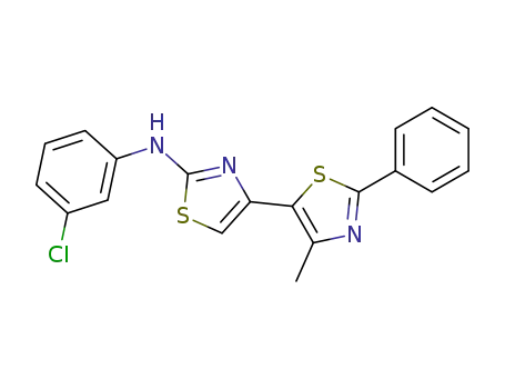 Molecular Structure of 61108-37-0 ((3-chloro-phenyl)-(4'-methyl-2'-phenyl-[4,5']bithiazolyl-2-yl)-amine)