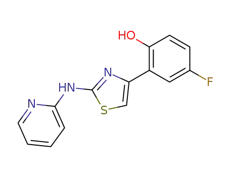 Molecular Structure of 3833-85-0 (4-fluoro-2-(2-pyridin-2-ylamino-thiazol-4-yl)-phenol)