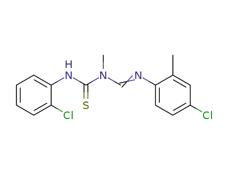 Molecular Structure of 38145-90-3 (1-{[(E)-4-Chloro-2-methyl-phenylimino]-methyl}-3-(2-chloro-phenyl)-1-methyl-thiourea)