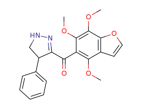Molecular Structure of 61340-48-5 (Methanone,
(4,5-dihydro-4-phenyl-1H-pyrazol-3-yl)(4,6,7-trimethoxy-5-benzofuranyl)-)