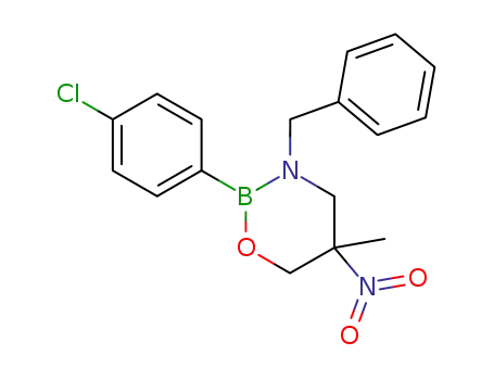 Molecular Structure of 65748-15-4 (2H-1,3,2-Oxazaborine,
2-(4-chlorophenyl)tetrahydro-5-methyl-5-nitro-3-(phenylmethyl)-)