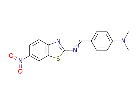 Molecular Structure of 63086-67-9 (2-Benzothiazolamine, N-[[4-(dimethylamino)phenyl]methylene]-6-nitro-)