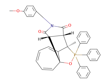 Molecular Structure of 39178-85-3 (2-(4-methoxy-phenyl)-9-methyl-10,10,10-triphenyl-(3a<i>c</i>,9a<i>c</i>)-9,9a-dihydro-3a<i>H</i>-10λ<sup>5</sup>-3b<i>r</i>,9<i>c</i>-oxaphosphaethano-azuleno[1,2-<i>c</i>]pyrrole-1,3-dione)