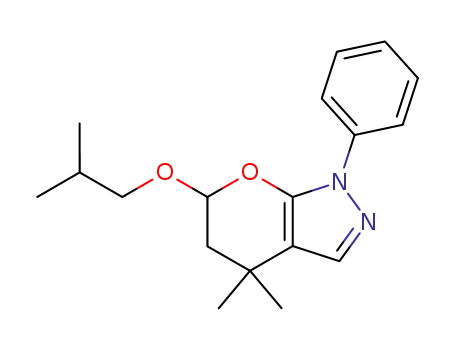 Molecular Structure of 63777-06-0 (Pyrano[2,3-c]pyrazole,
1,4,5,6-tetrahydro-4,4-dimethyl-6-(2-methylpropoxy)-1-phenyl-)
