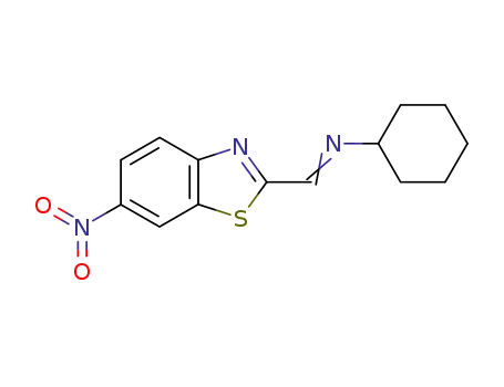 Molecular Structure of 38579-46-3 (cyclohexyl-(6-nitro-benzothiazol-2-ylmethylene)-amine)