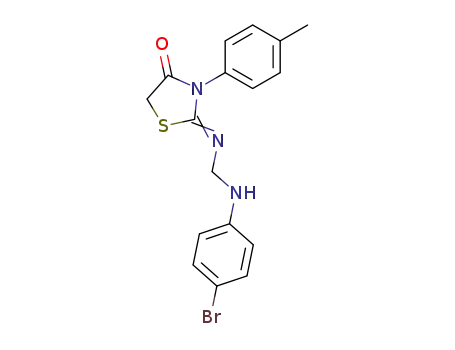Molecular Structure of 52773-03-2 (4-Thiazolidinone,
2-[[[(4-bromophenyl)amino]methyl]imino]-3-(4-methylphenyl)-)