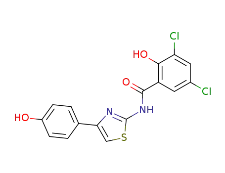 Molecular Structure of 50728-79-5 (3,5-dichloro-2-hydroxy-<i>N</i>-[4-(4-hydroxy-phenyl)-thiazol-2-yl]-benzamide)