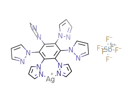 Molecular Structure of 623171-34-6 ([Ag(hexakis(pyrazol-1-yl)benzene)SbF<sub>6</sub>)