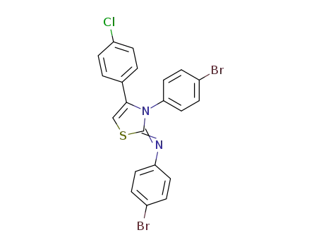 Molecular Structure of 23808-75-5 ((4-bromo-phenyl)-[3-(4-bromo-phenyl)-4-(4-chloro-phenyl)-3<i>H</i>-thiazol-2-ylidene]-amine)