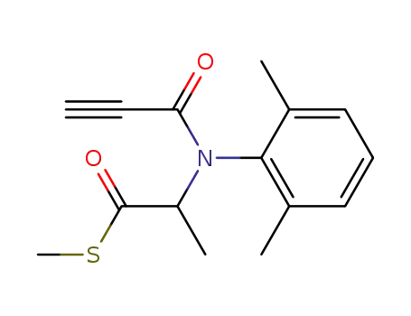 Molecular Structure of 63046-38-8 (Propanethioic acid, 2-[(2,6-dimethylphenyl)(1-oxo-2-propynyl)amino]-,
S-methyl ester)