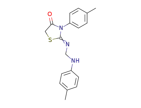 Molecular Structure of 52773-00-9 (4-Thiazolidinone,
3-(4-methylphenyl)-2-[[[(4-methylphenyl)amino]methyl]imino]-)
