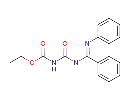 Molecular Structure of 61656-93-7 (Carbamic acid, [[methyl[phenyl(phenylimino)methyl]amino]carbonyl]-,
ethyl ester)