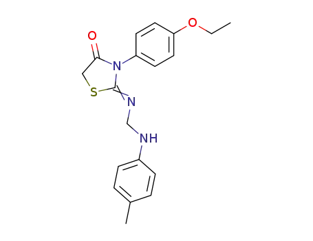 Molecular Structure of 52773-01-0 (4-Thiazolidinone,
3-(4-ethoxyphenyl)-2-[[[(4-methylphenyl)amino]methyl]imino]-)