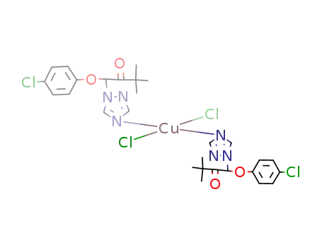 Molecular Structure of 117956-19-1 (copper(II) chloride (3,3-dimethyl-1-(1-H-1,2,4-triazolyl-1)-1-(4-chlorophenoxy)butan-2-one))