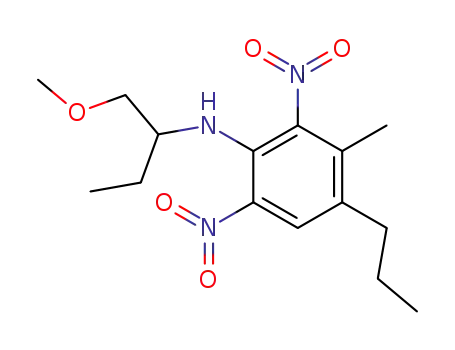 Molecular Structure of 64123-62-2 (Benzenamine,
N-[1-(methoxymethyl)propyl]-3-methyl-2,6-dinitro-4-propyl-)