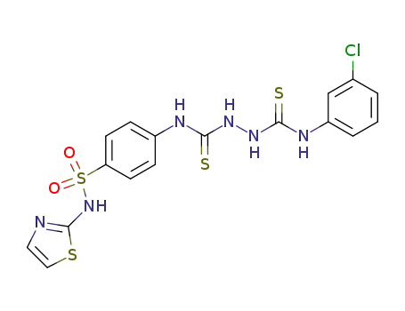 Molecular Structure of 107274-88-4 (4-({<i>N</i>'-[(3-chloro-phenyl)-thiocarbamoyl]-hydrazinothiocarbonyl}-amino)-<i>N</i>-thiazol-2-yl-benzenesulfonamide)