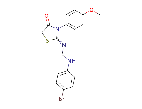 Molecular Structure of 52773-04-3 (4-Thiazolidinone,
2-[[[(4-bromophenyl)amino]methyl]imino]-3-(4-methoxyphenyl)-)