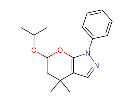 Molecular Structure of 63777-08-2 (Pyrano[2,3-c]pyrazole,
1,4,5,6-tetrahydro-4,4-dimethyl-6-(1-methylethoxy)-1-phenyl-)