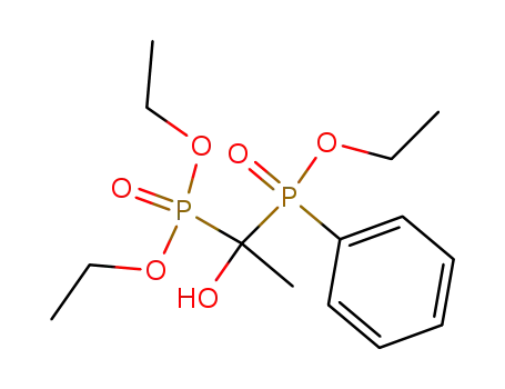 Molecular Structure of 23471-90-1 ([1-(Ethoxy-phenyl-phosphinoyl)-1-hydroxy-ethyl]-phosphonic acid diethyl ester)