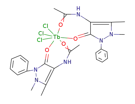 Molecular Structure of 121483-71-4 (Tb(C<sub>6</sub>H<sub>5</sub>C<sub>3</sub>N<sub>2</sub>(CH<sub>3</sub>)2ONHCOCH<sub>3</sub>)2Cl<sub>3</sub>)