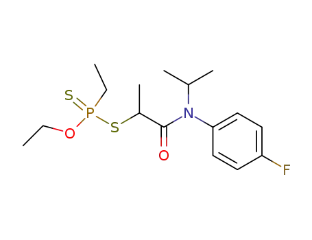 Molecular Structure of 64214-45-5 (Phosphonodithioic acid, ethyl-, O-ethyl
S-[2-[(4-fluorophenyl)(1-methylethyl)amino]-1-methyl-2-oxoethyl] ester)