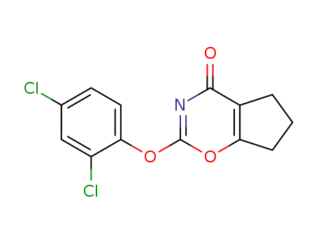 Molecular Structure of 61387-25-5 (Cyclopent[e]-1,3-oxazin-4(5H)-one,
2-(2,4-dichlorophenoxy)-6,7-dihydro-)